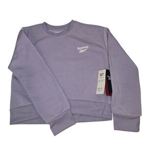 Reebok Kids Girls Purple Crew Neck Cropped‎ Pull Over Sweatshirt SZ 8/10
